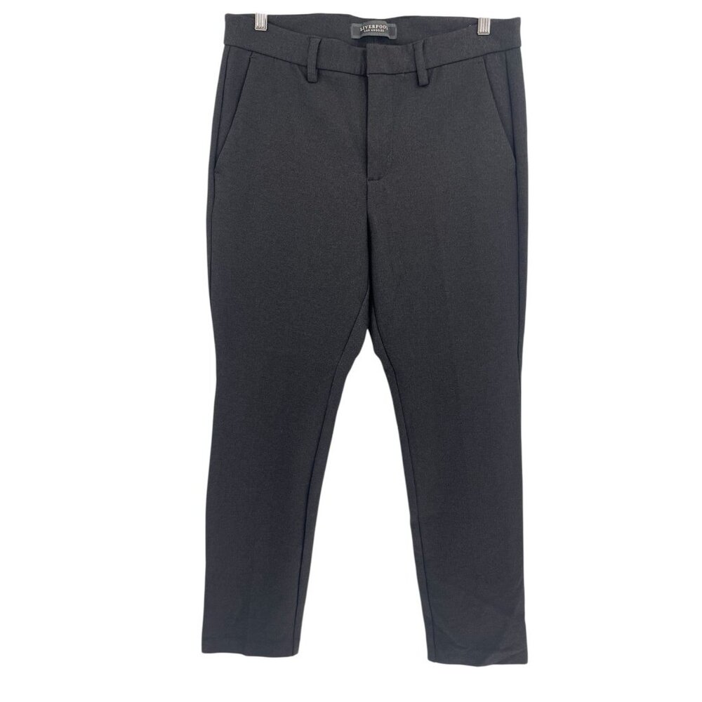 LIVERPOOL Women's Gray/Black Straight Leg Career Stretch Pants 33x32
